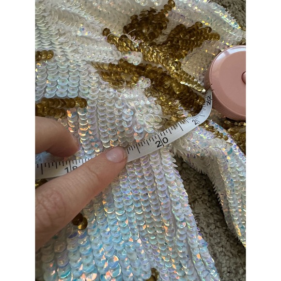 NWOT Retrofête Grace Dress White With Gold Palm Sequin Size XS - Picture 12 of 13